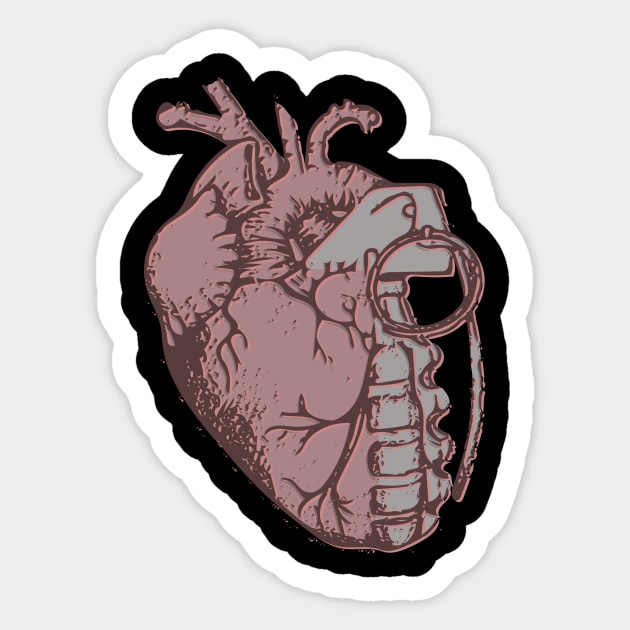 Heart Grenade Sticker by Annabalynne